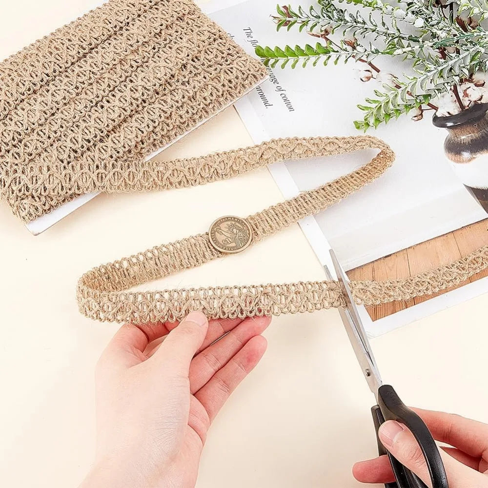 Braided Burlap Ribbon 10m – Rustic Jute Gimp Braid Trim