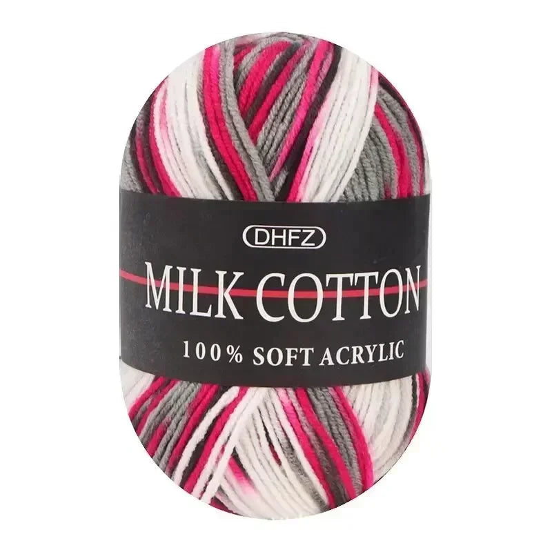 3 Strand Gradient Dyed Milk Cotton Yarn Soft Knitting Material Balls