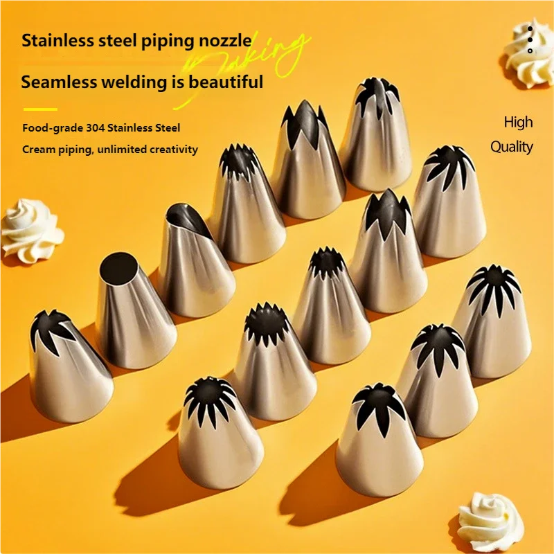 15-Piece Stainless Steel Piping Nozzles – Cake Decorating Tips Set