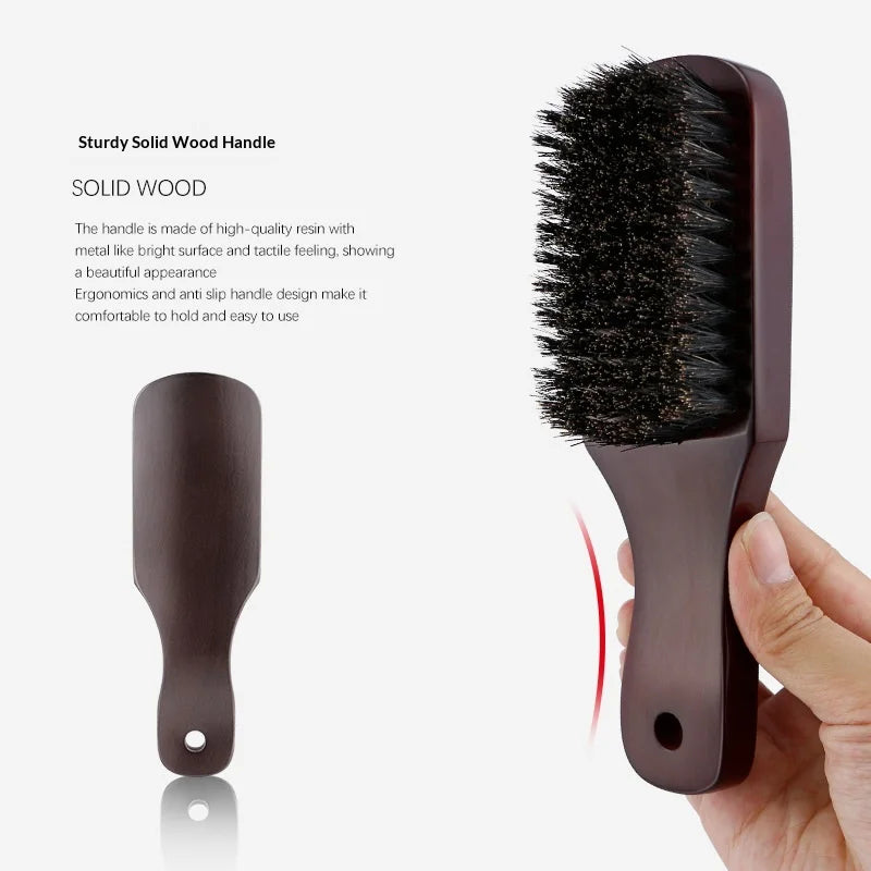 Wood Handle Boar Bristle Beard & Hair Comb | Anti-Static