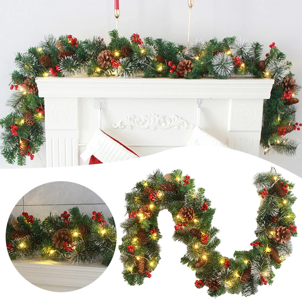 Christmas Red Berry Garland 180cm/270cm | Festive Rattan Decor