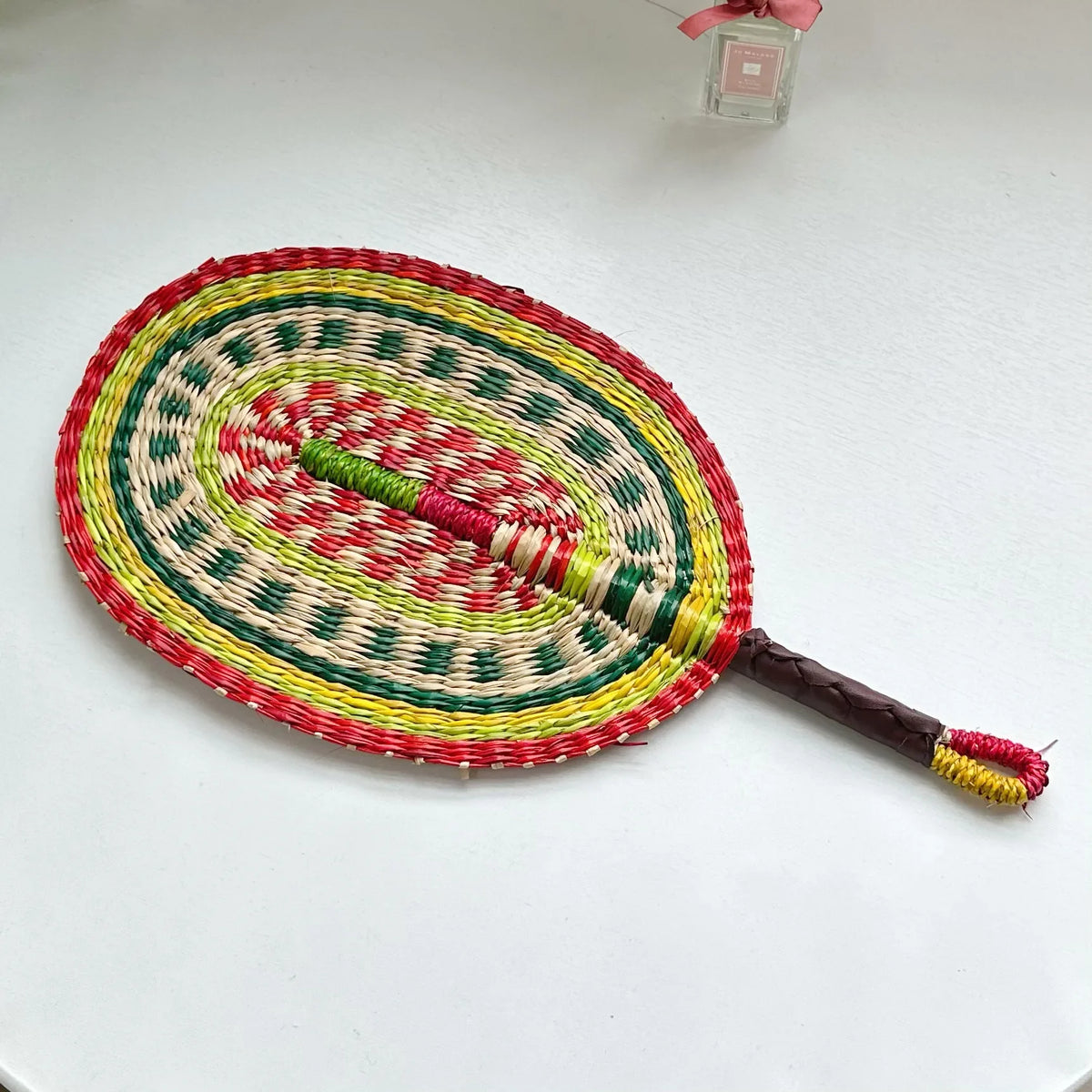 Woven Straw Fan Summer Cooling Grass Handwoven Handmade Nordic