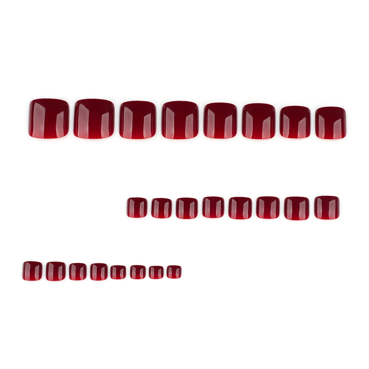 24-Piece Red Press-On Toenails | Classic Nail Art Set