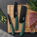 3-Piece Black Kitchen Knife Set – Chef, Vegetable & Fruit