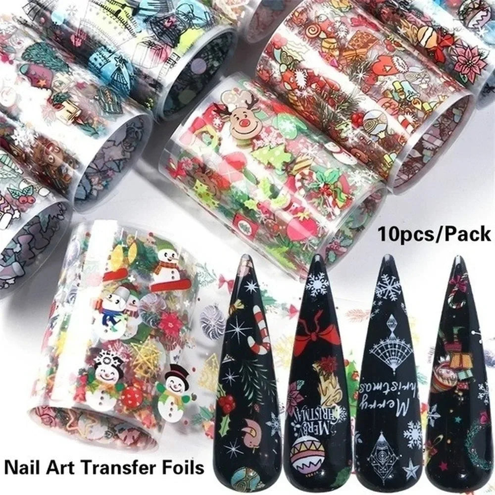 Holographic Nail Art Stickers – Christmas & Halloween 3D Decals