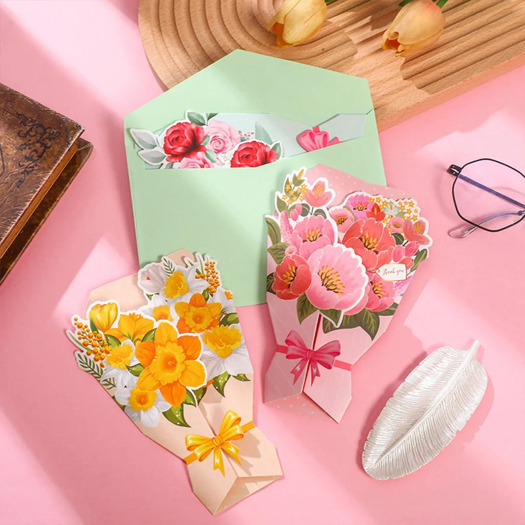 Bulk Blank Note Cards Bouquet Greeting Card Flower Modeling Birthday