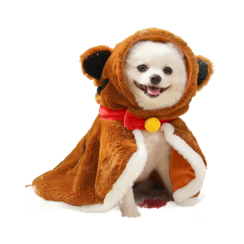 Pet Dog Cape Cat Tiger Winter Warmth Thickened Small Plush Supplies