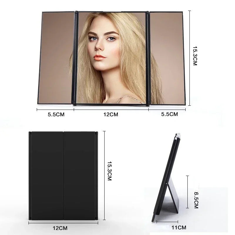Tri-Fold Portable Travel Makeup Mirror | Compact Cosmetic Mirror