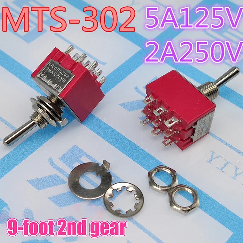 5A 125V-2A 250V AC MTS-402 Push Button Switch 9Pin Toggle Switches
