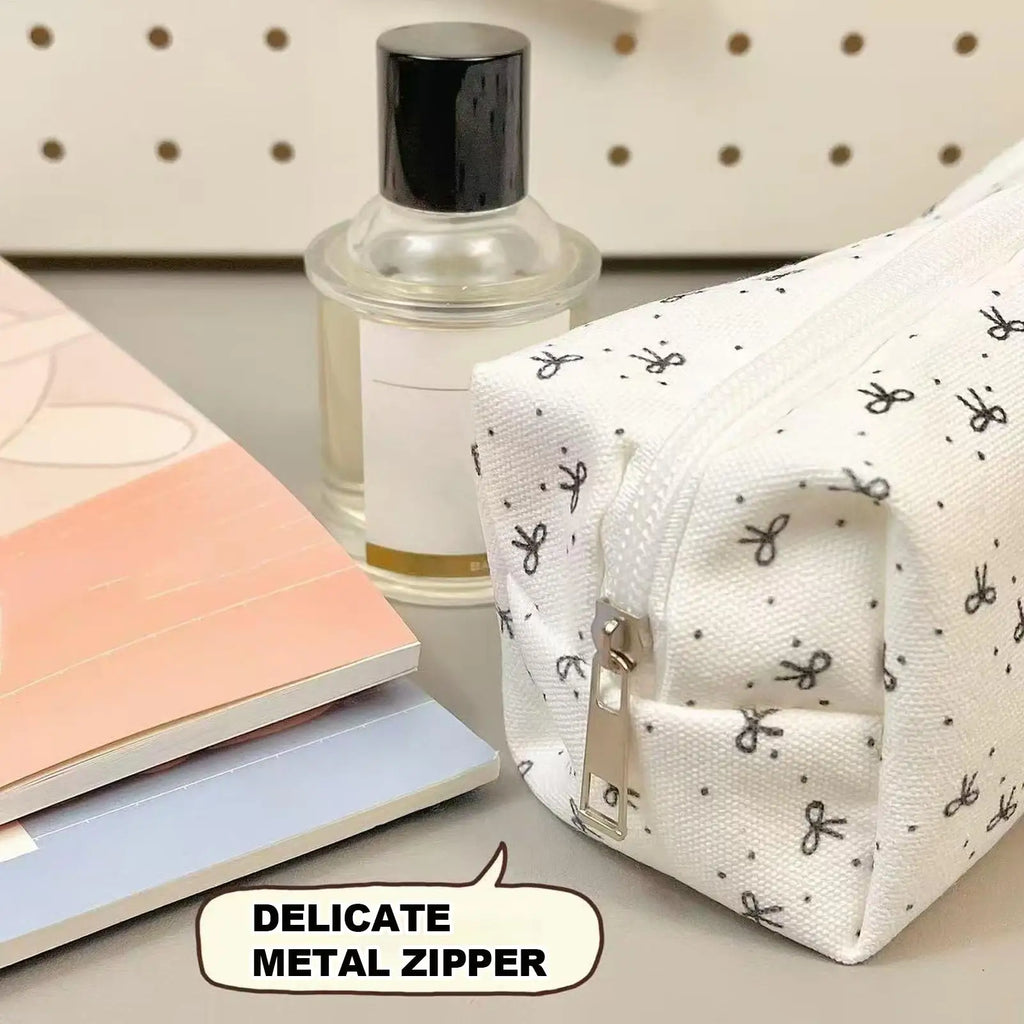 Bowknot Pencil Case – Large Capacity Fabric Pen Pouch