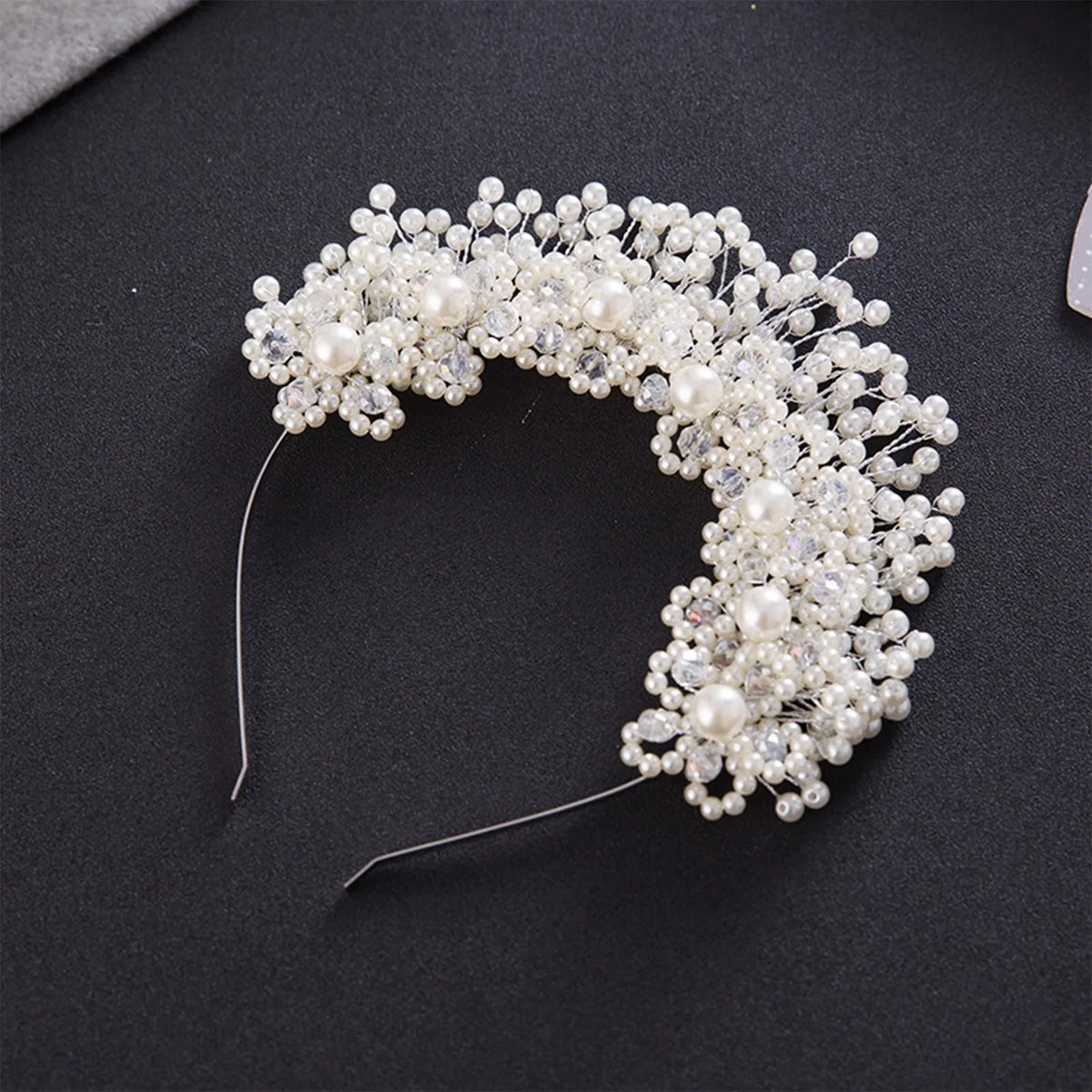 Bridal Pearl Hairband | Korean Style Pink Flower Wedding Headpiece