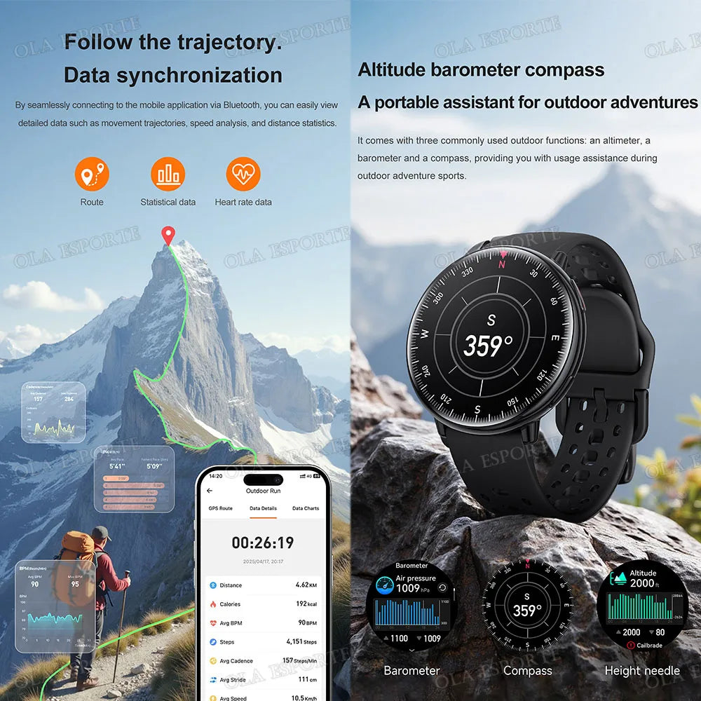 Smart Watch GPS AMOLED IP68 Waterproof Bluetooth Call Multi-sport
