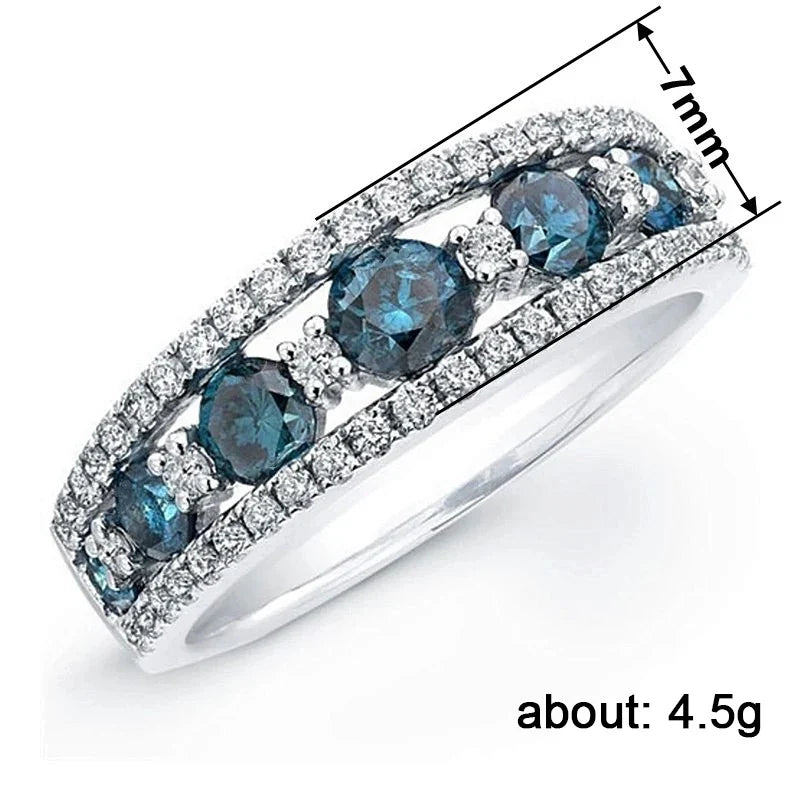 Huitan Blue CZ Women's Ring – Wedding & Daily Fashion Jewelry