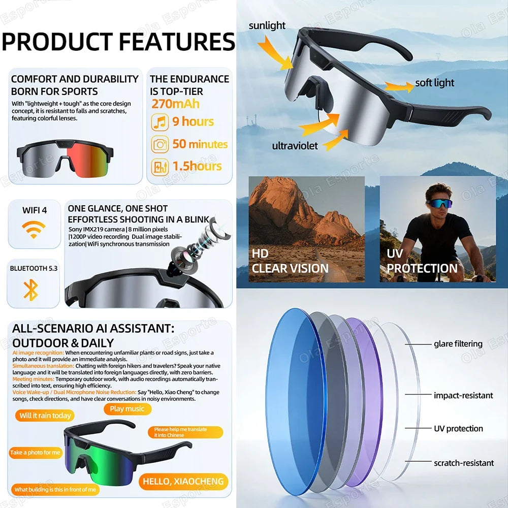 AI Smart Glasses | 4K Camera, Bluetooth & Translation