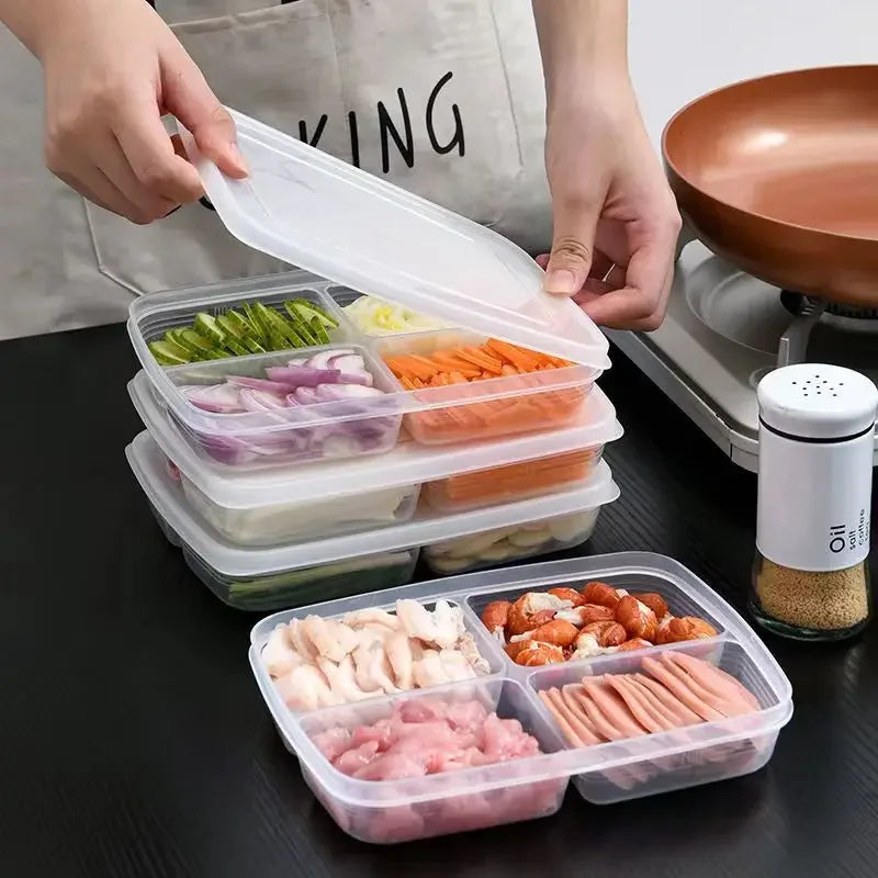 4-Compartment Airtight Fridge Storage Box | Food Crisper