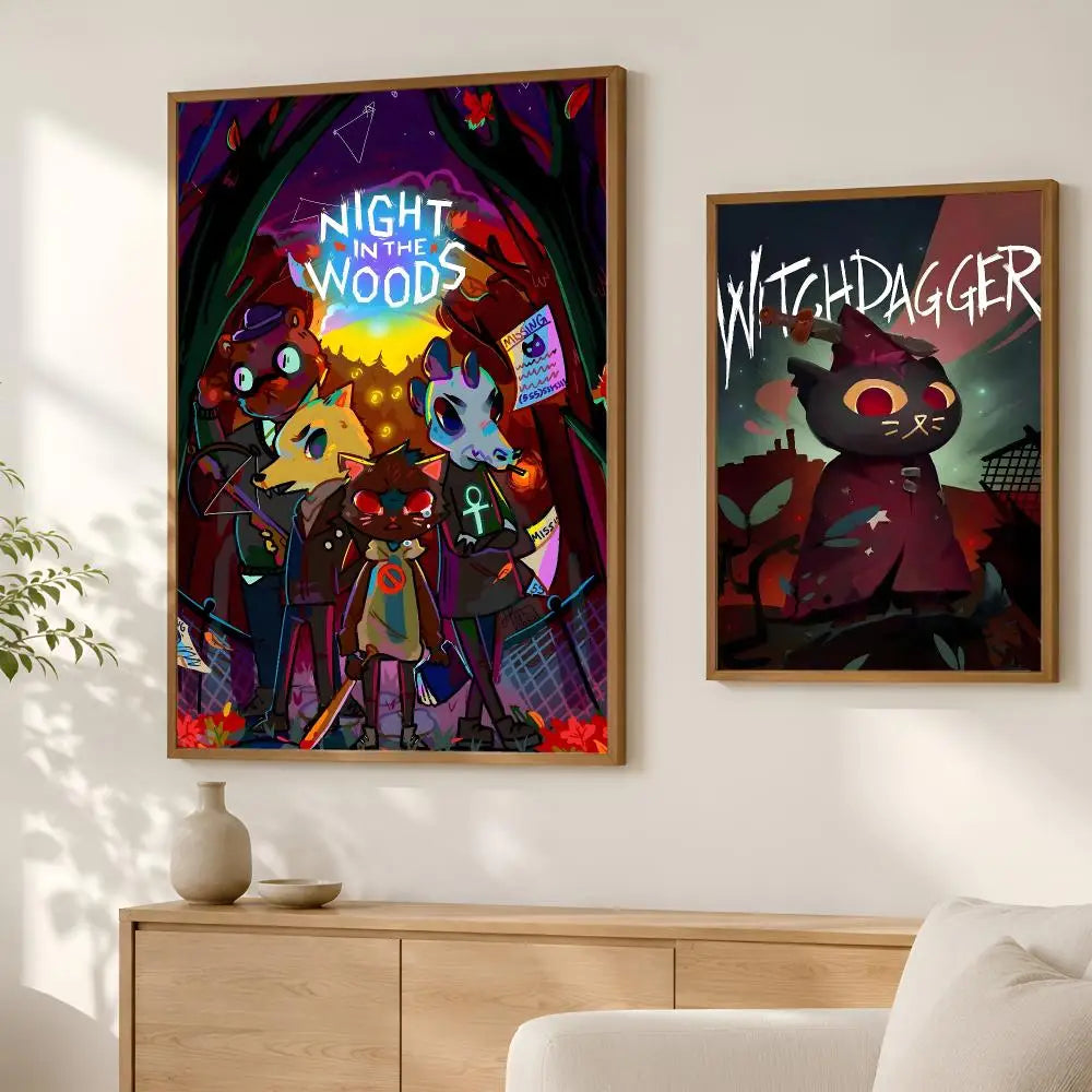 Game Night in the Wood Self-Stick HD Wall Art Poster