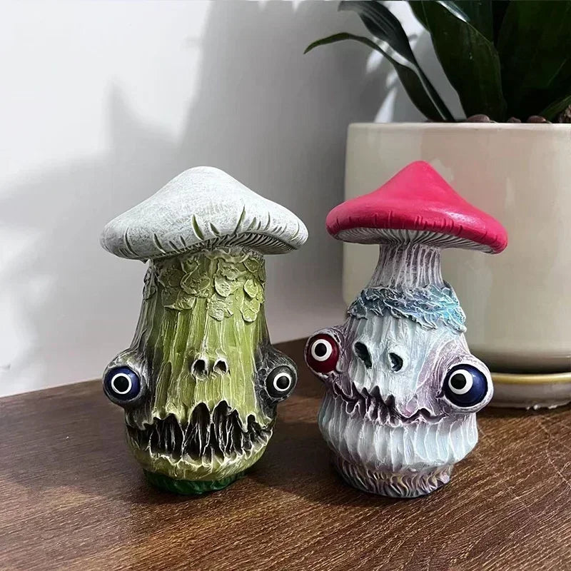 Resin Monster Skull Mushroom Figurine – Home & Garden Decor