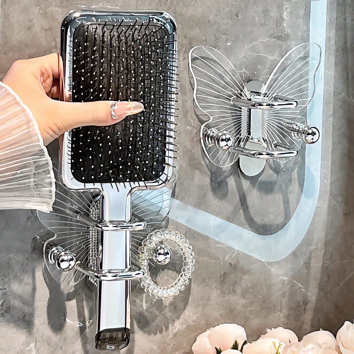 Light Luxury Butterfly Comb Storage Shelf Wall Hanging Perforated