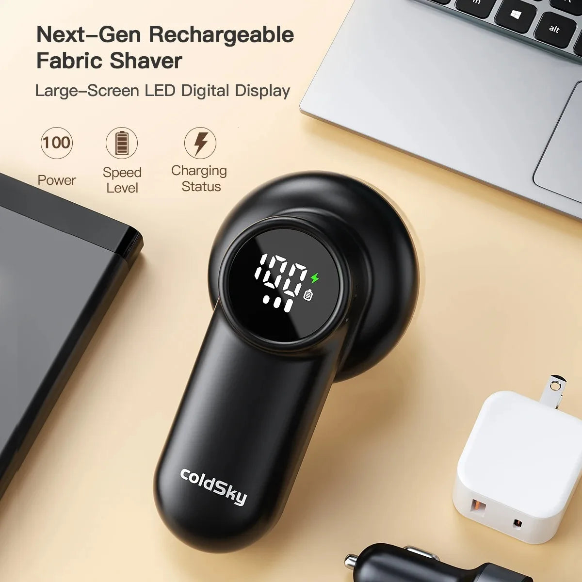 Rechargeable Electric Lint Shaver with Digital Screen | Defuzzer