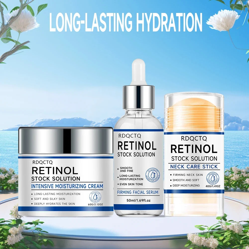 Retinol Serum, Moisturizing Cream & Neck Stick 3-Piece Set