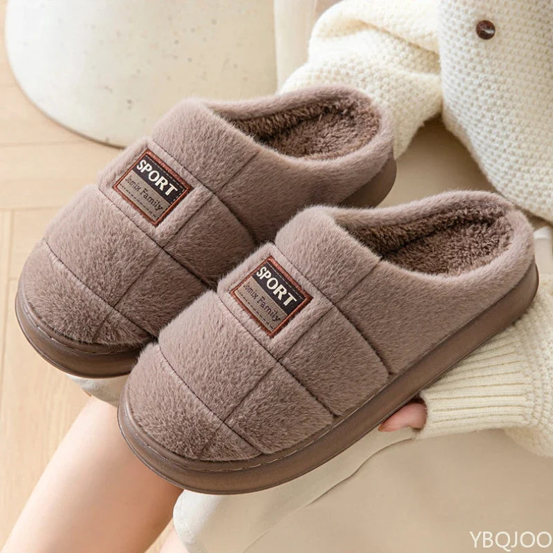 YBQJOO Winter Indoor Slippers – Warm Plush Non-Slip Home Shoes