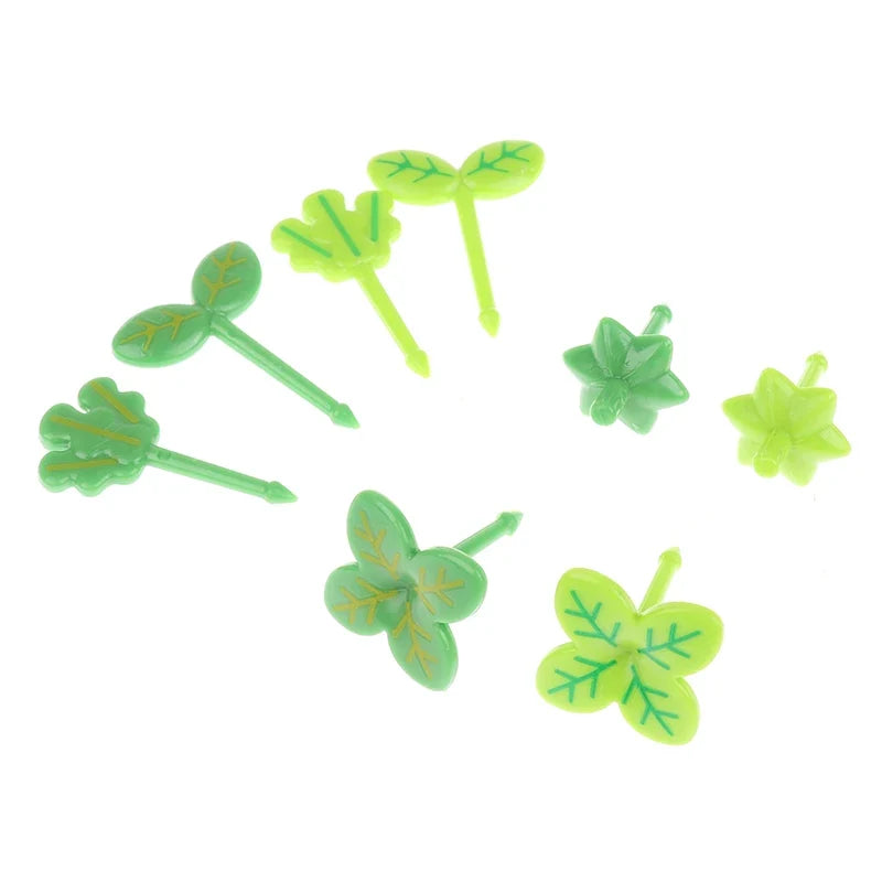 8-Piece Mini Fruit Forks – Leaf Cake & Salad Picks for Kids