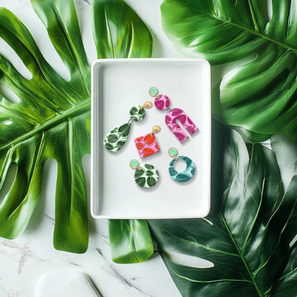 Tropical Leaves Polymer Clay Texture Stamp Sheet 14×14cm