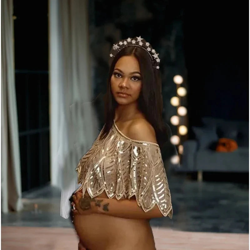 Sequin Cape Maternity Dress | Baby Shower & Photoshoot