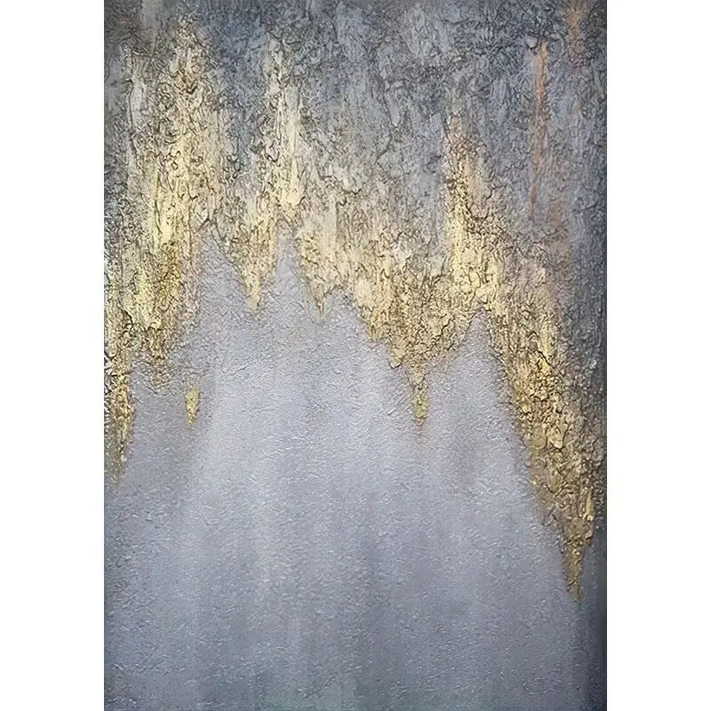 Handmade Gray & Gold Foil Abstract Oil Painting | Canvas Wall Art