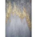 Handmade Gray & Gold Foil Abstract Oil Painting | Canvas Wall Art
