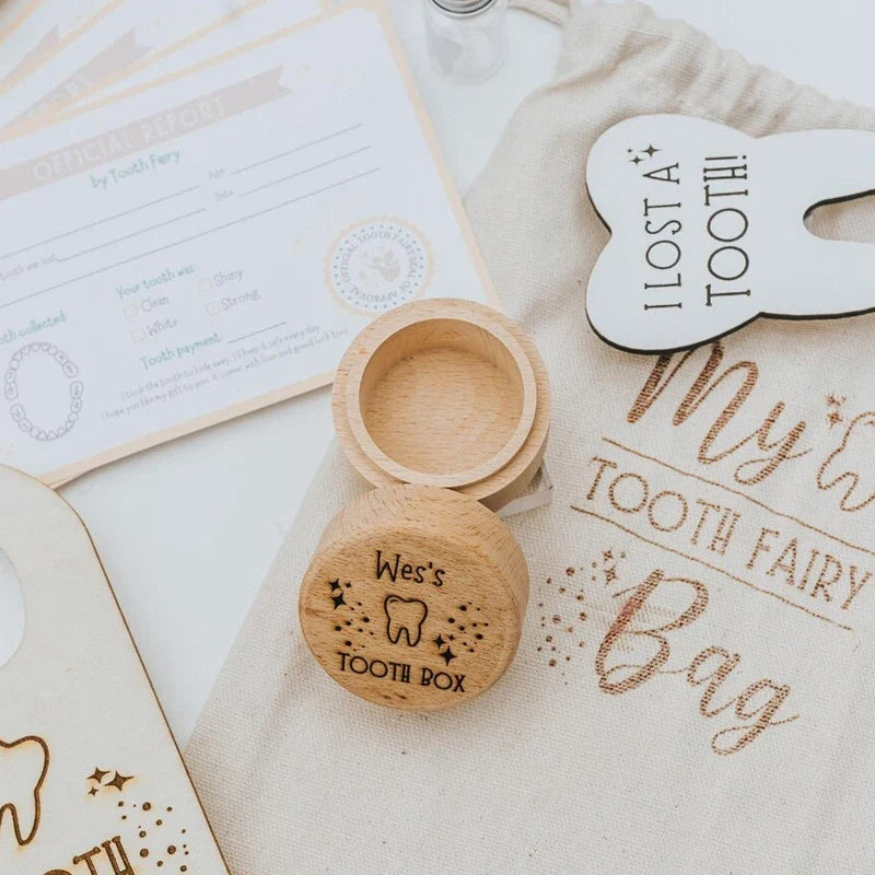 Personalized Wooden Tooth Fairy Keepsake Box | Custom Baby Gift