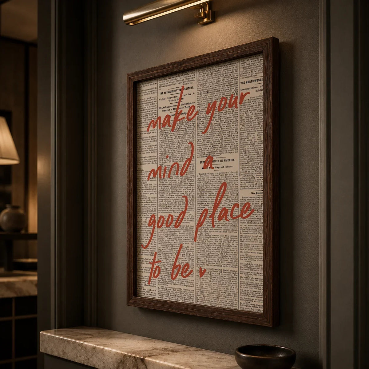 Motivational Quotes Canvas Wall Art – Minimalist Newspaper Print
