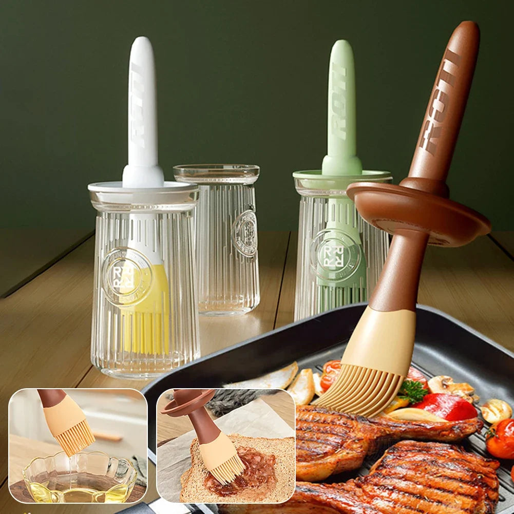 3-in-1 Silicone Basting Brush with Oil Bottle & Lid