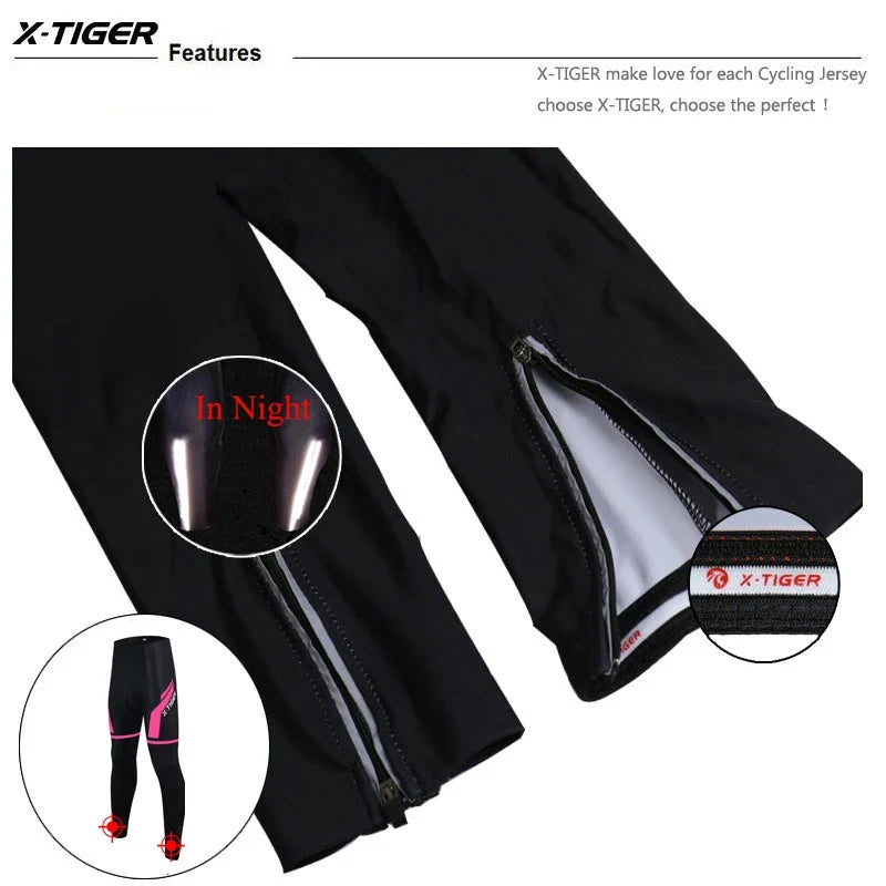 X-Tiger Women's Winter MTB Cycling Tights | 5D Gel Pad