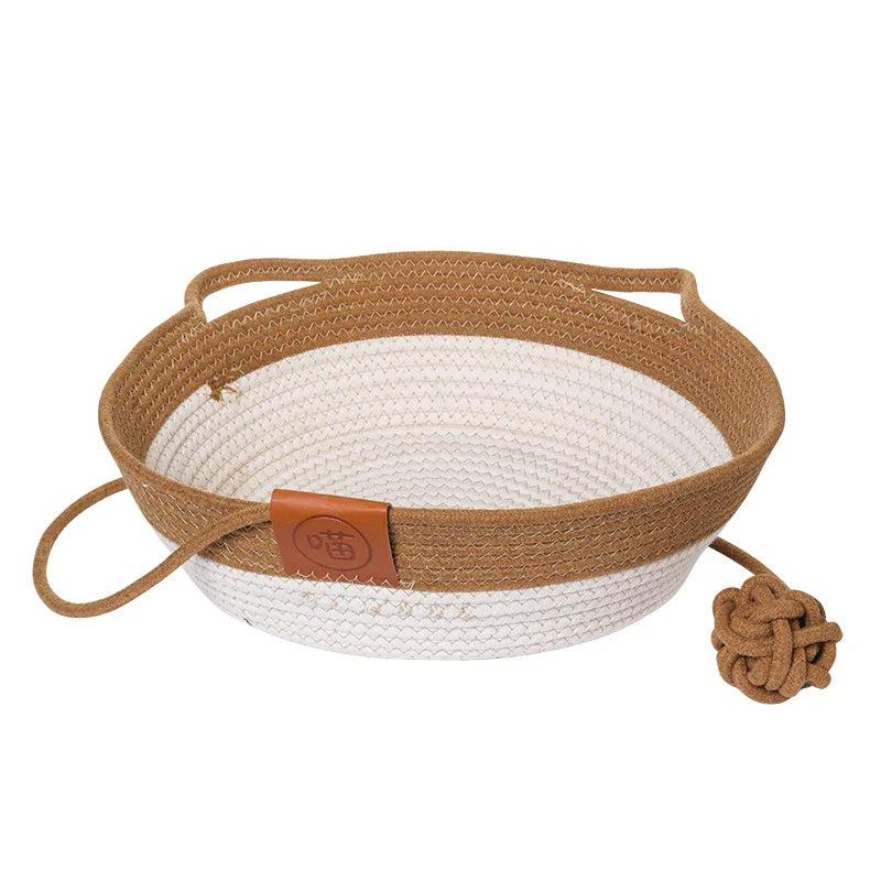 Round Rattan Hand-woven Japanese-style Nests Papyaki Pet Mat Dog Cat