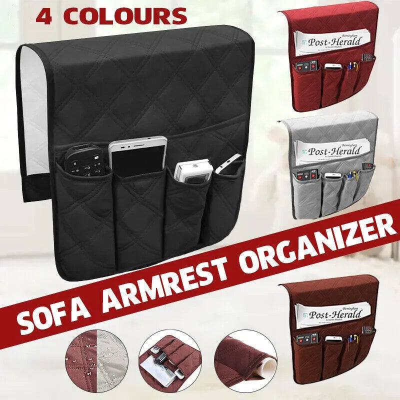 Sofa Armrest Organizer 5 Pockets Cup Holder Tray Couch Armchair