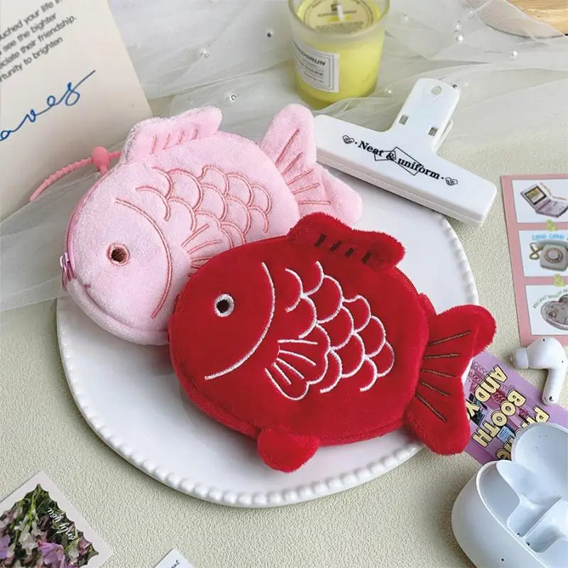 Koi Fish Plush Coin Purse – Cute Zipper Wallet & Earbud Pouch