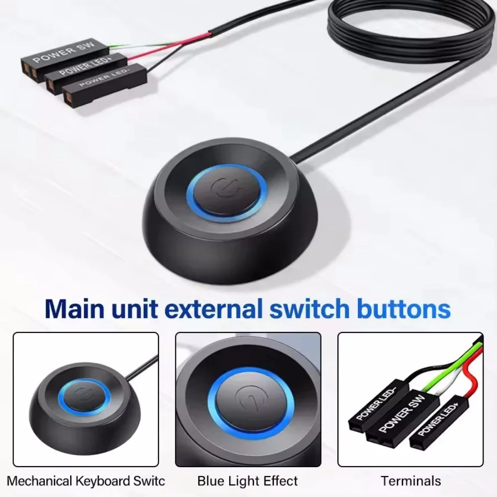 PC External Power Button Blue LED Switch – 2m Cable