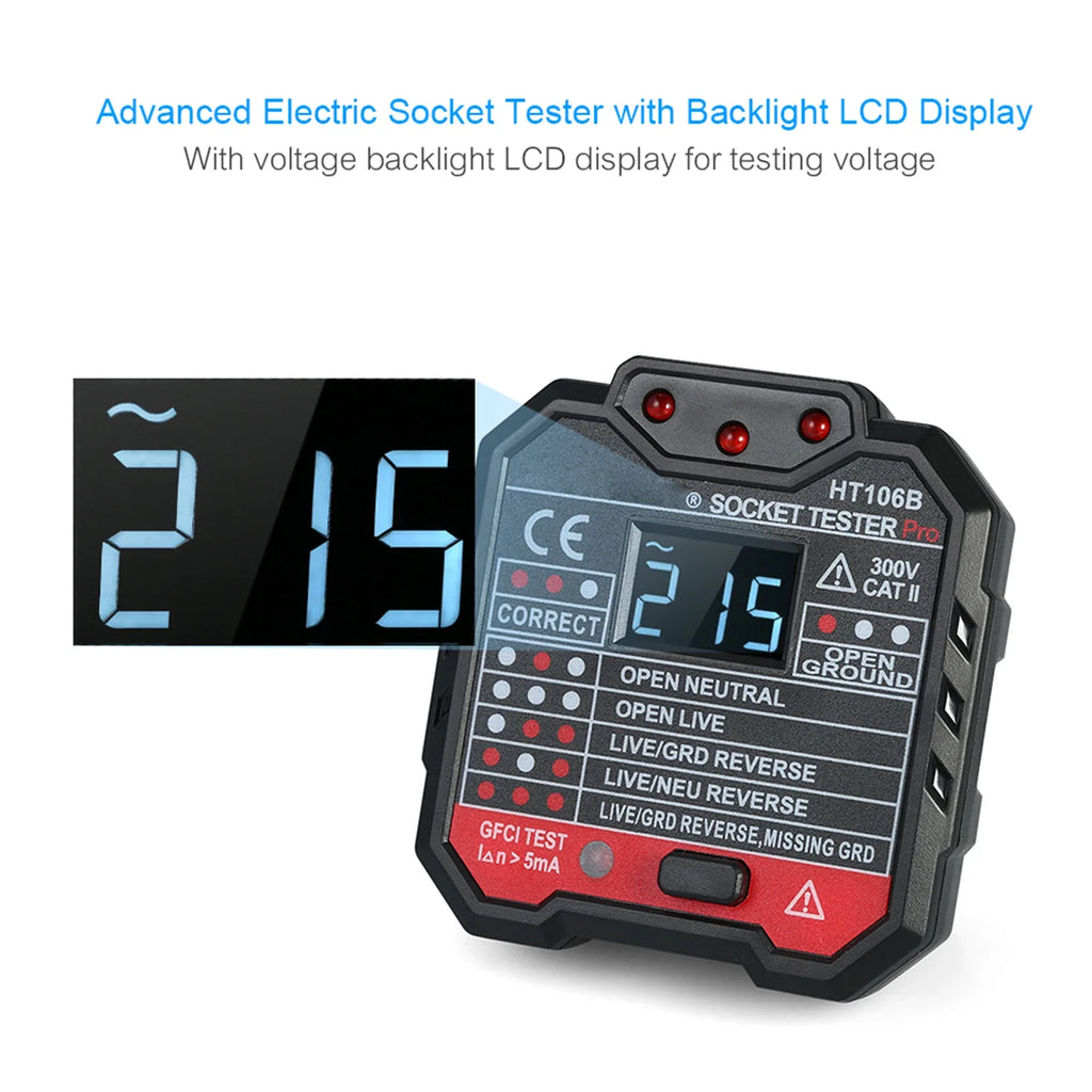 HABOTEST Advanced RCD Electric Socket Tester Wall Plug Breaker Finder