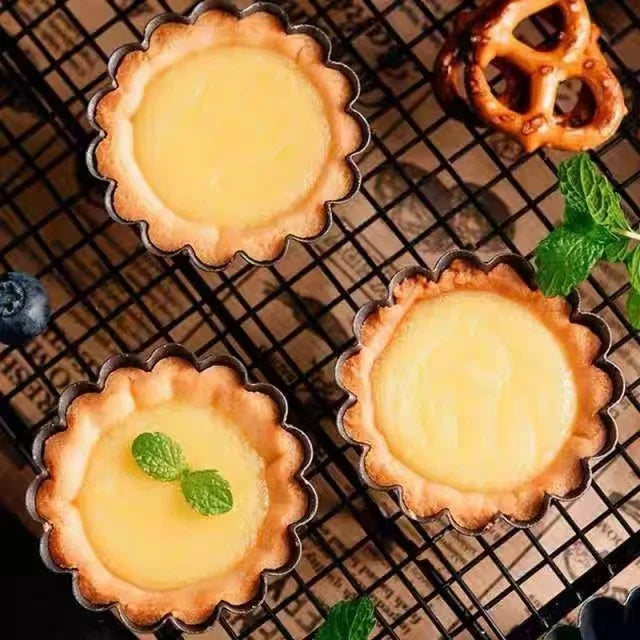 6-Pc Non-Stick Tart & Quiche Pan Set | 4" Carbon Steel Molds