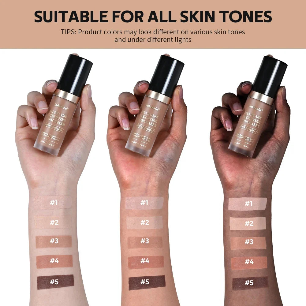 Lakerain 5-Shade Waterproof Matte Concealer & Foundation | Full Coverage