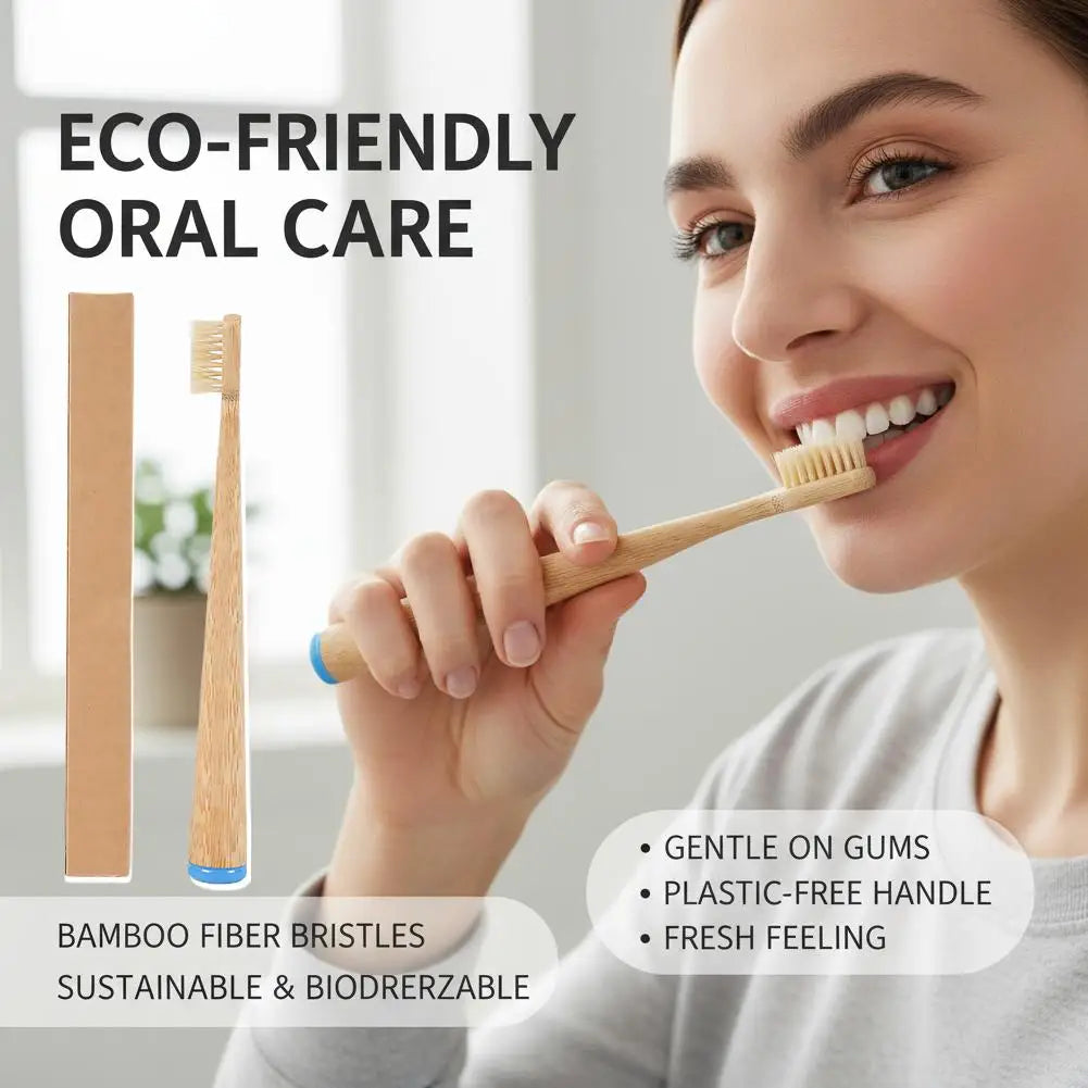 Natural Bamboo Toothbrush – Soft Boar Bristles, Plastic-Free