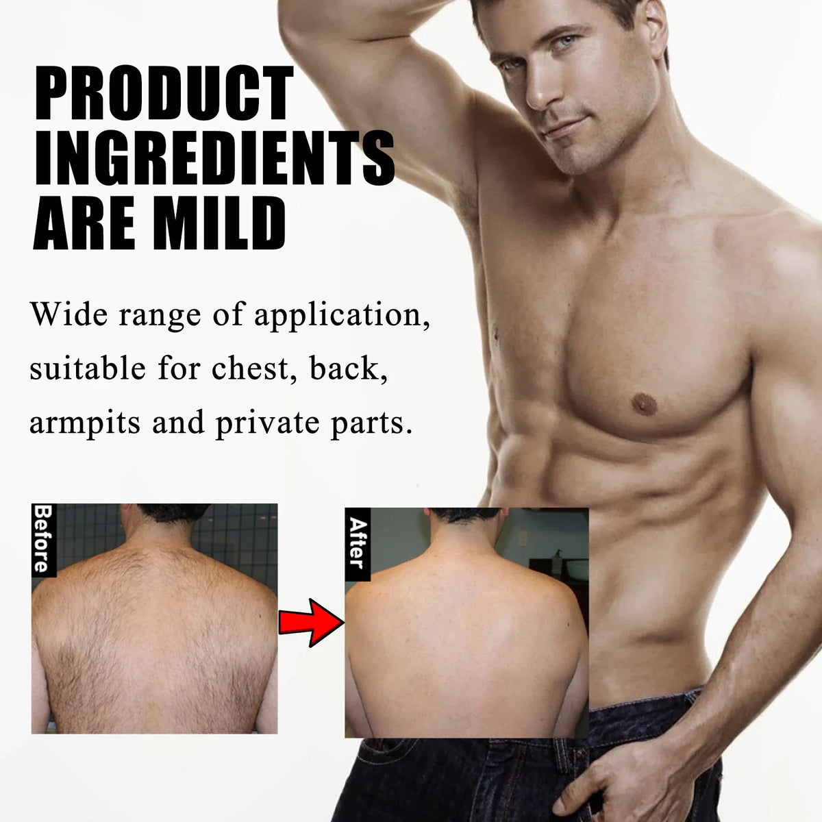 Men's Painless Depilatory Cream – Chest, Arm, Leg & Back | 60g
