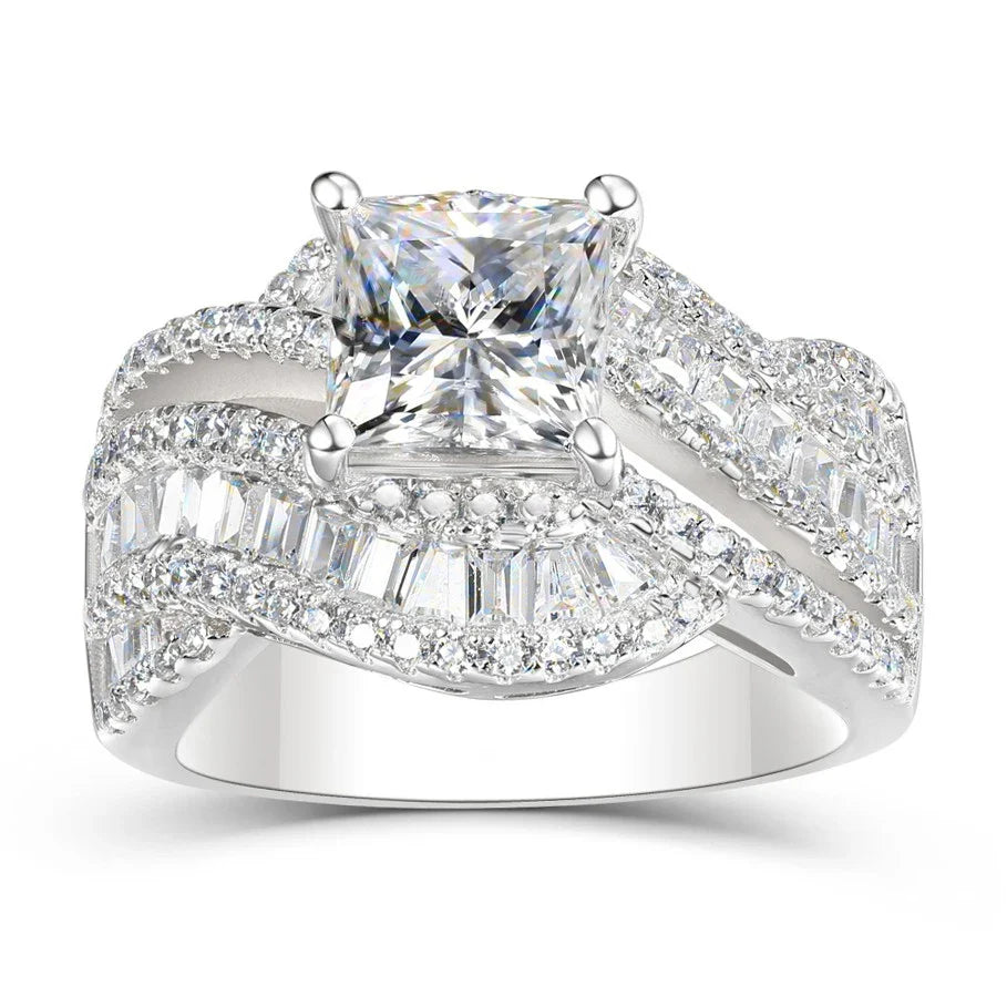 Huitan Women's Iced Out CZ Wedding Ring | Fashion Band