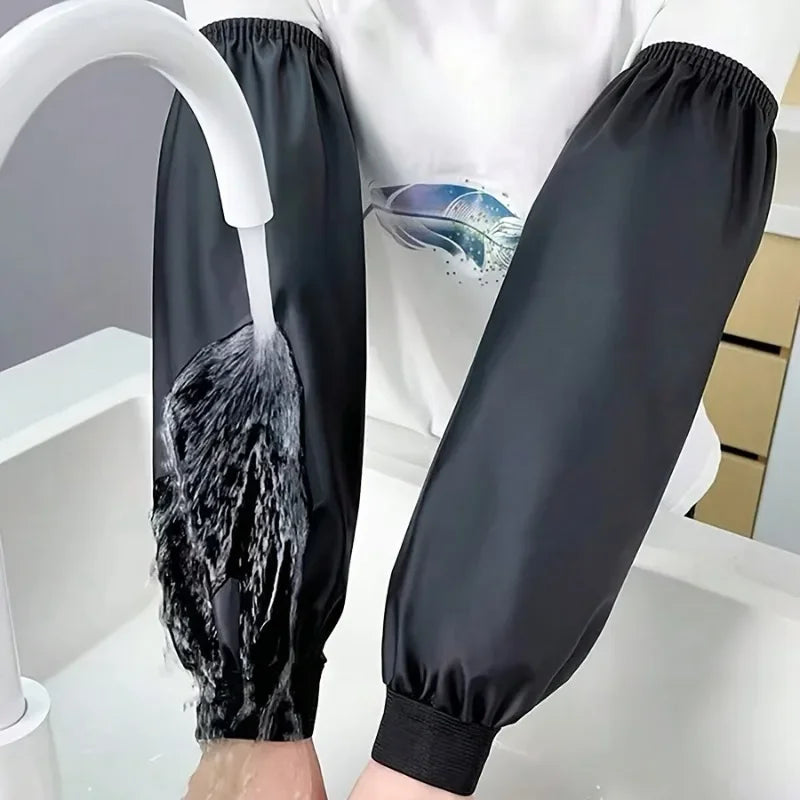 Heavy-duty Black Faux Leather Arm Sleeves Waterproof Oil-resistant