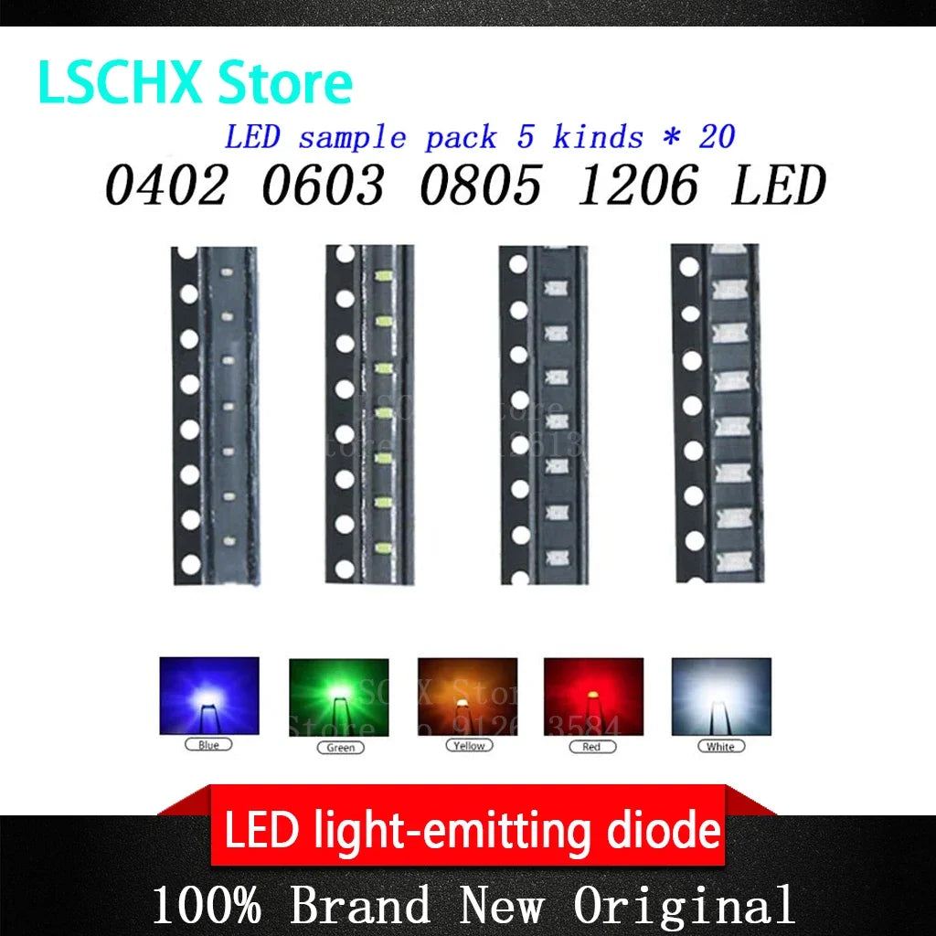 3000pcs 0805 SMD LED Diodes – Red Green Blue White Yellow