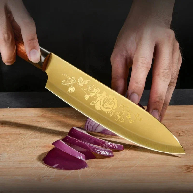PLYS Titanium Rose 2-in-1 Kitchen & Fruit Knife Set