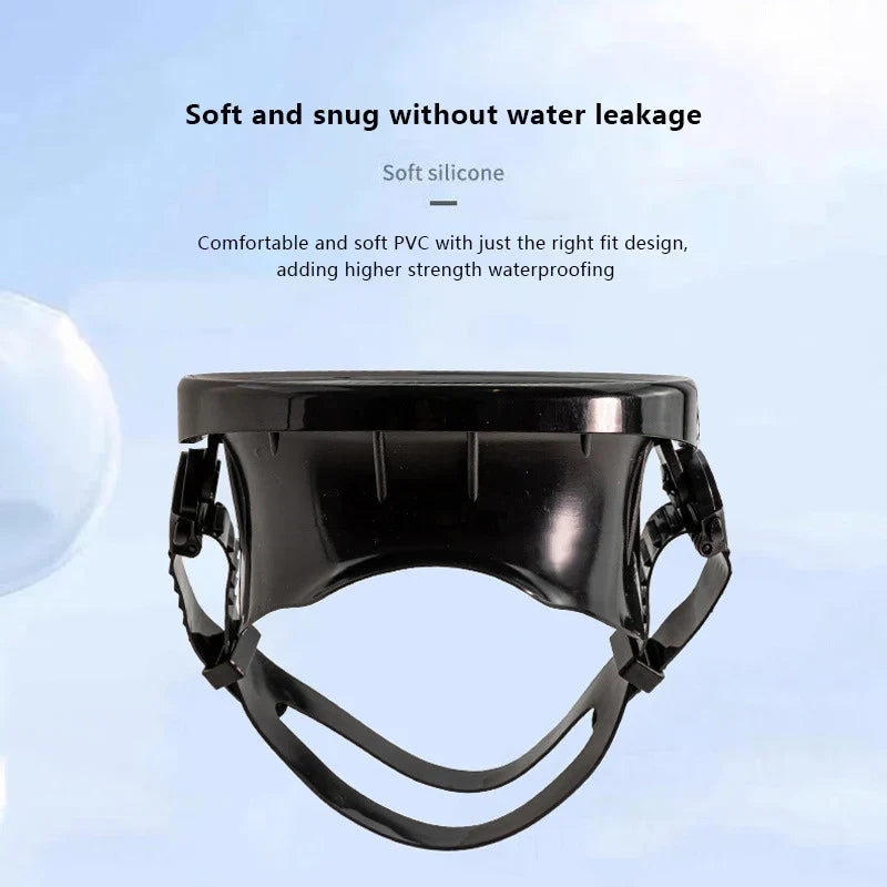 Oval Freediving Mask – Panoramic Tempered Glass Snorkel Goggles