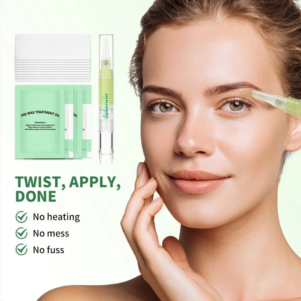 Eyebrow Wax Pen Kit – Facial Hair Removal with Strips