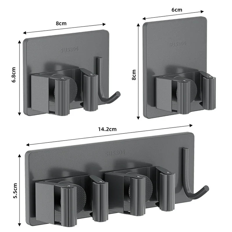 Wall-Mounted Mop & Broom Holder – 304 Stainless Steel Rack